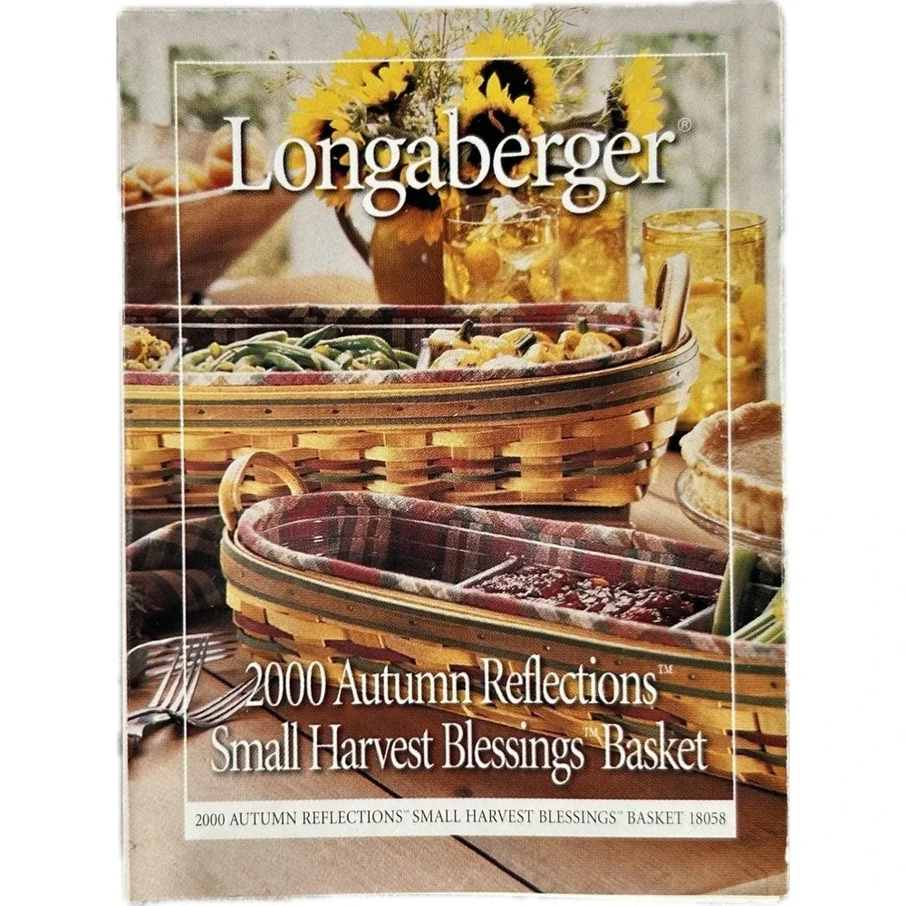 Longaberger 2000 Autumn‎ Reflections Small HARVEST BLESSINGS BASKET 2 Protectors